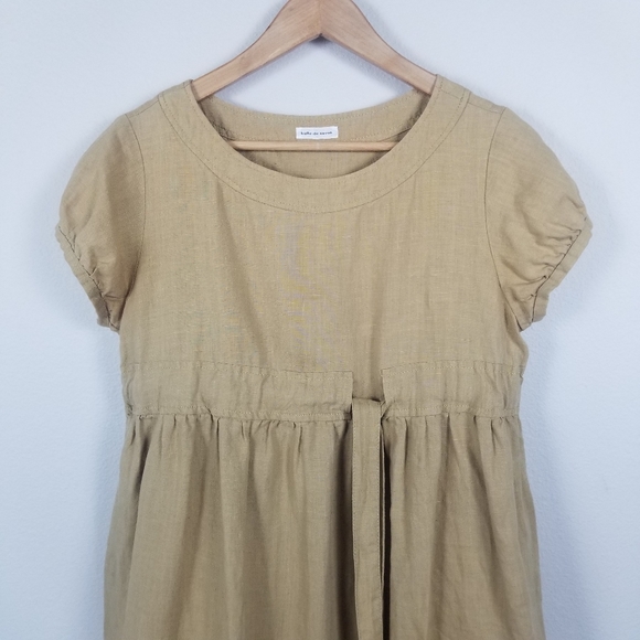 Bulle De Savon Tan Hemp Knee Length Bohemian Granola Minimalist Dress Size S/M - Picture 10 of 15